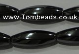 CHE168 15.5 inches 7*20mm faceted & twisted rice hematite beads