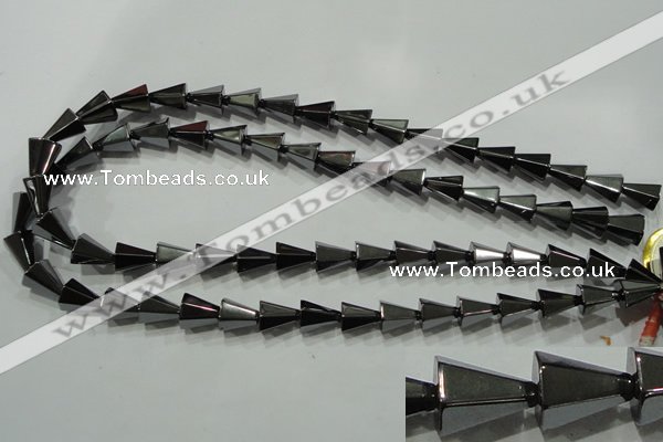 CHE175 15.5 inches 10*12mm faceted cone hematite beads wholesale