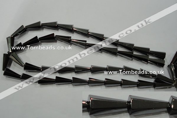 CHE176 15.5 inches 10*20mm faceted cone hematite beads wholesale