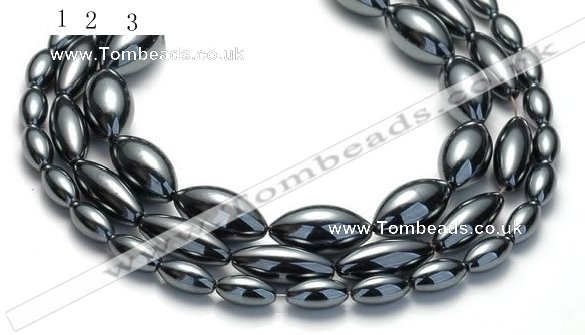 CHE20 16 inches 6*12mm & 8*20mm & 10*20mm rice hematite beads