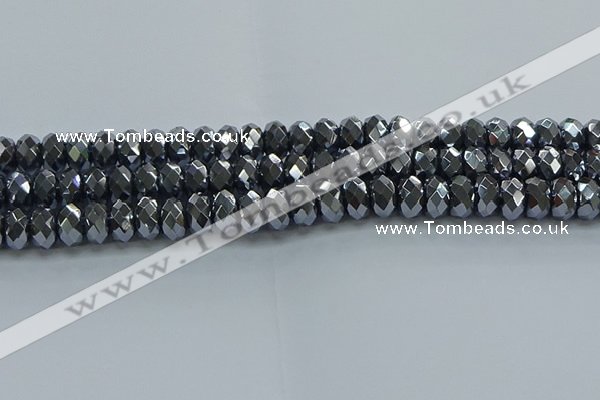 CHE2003 15.5 inches 6*10mm faceted rondelle hematite beads