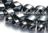 CHE22 16 inches twisted pebble shape hematite beads wholesale