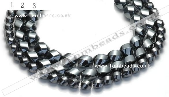 CHE22 16 inches twisted pebble shape hematite beads wholesale