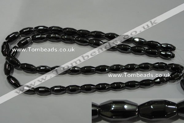 CHE227 15.5 inches 8*16mm faceted rice hematite beads wholesale