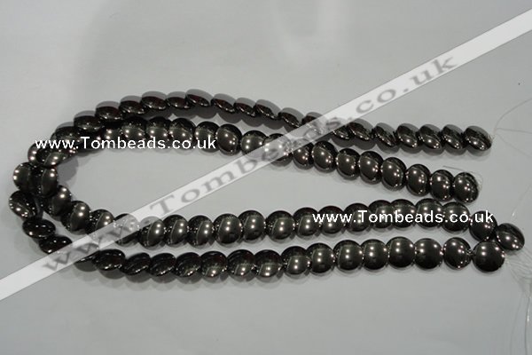 CHE271 15.5 inches 12mm flat round hematite beads wholesale