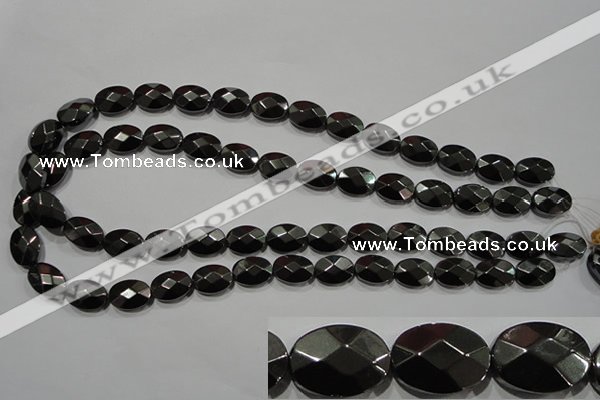 CHE281 15.5 inches 10*14mm faceted oval hematite beads wholesale