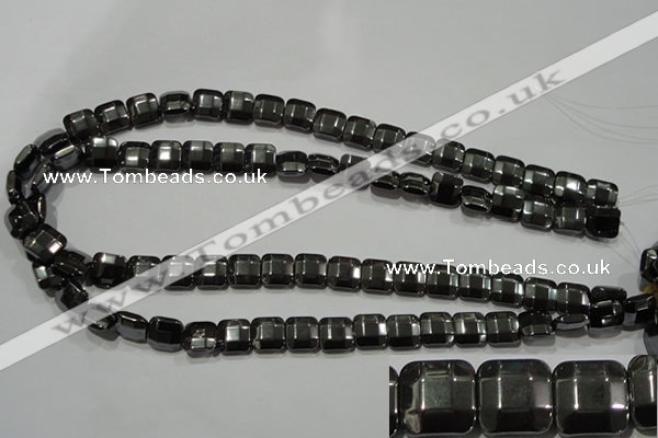 CHE288 15.5 inches 10*10mm faceted square hematite beads wholesale