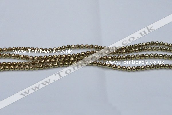 CHE432 15.5 inches 4mm round plated hematite beads wholesale