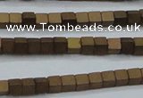 CHE441 15.5 inches 3*3mm cube matte plated hematite beads wholesale