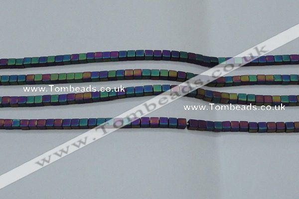 CHE445 15.5 inches 3*3mm cube matte plated hematite beads wholesale