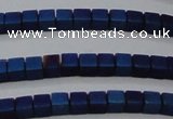 CHE446 15.5 inches 3*3mm cube matte plated hematite beads wholesale