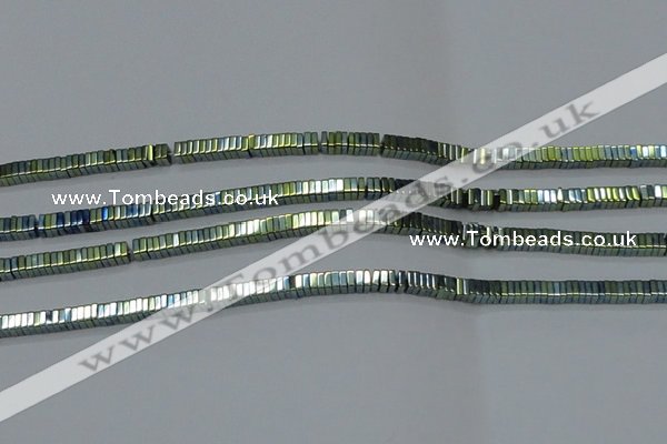 CHE572 15.5 inches 1*3*3mm square plated hematite beads wholesale