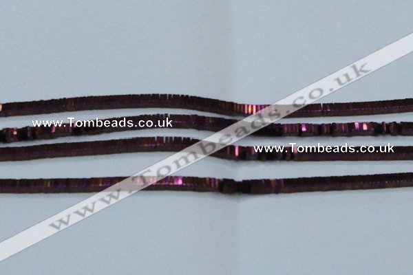 CHE583 15.5 inches 1*4*4mm square plated hematite beads wholesale