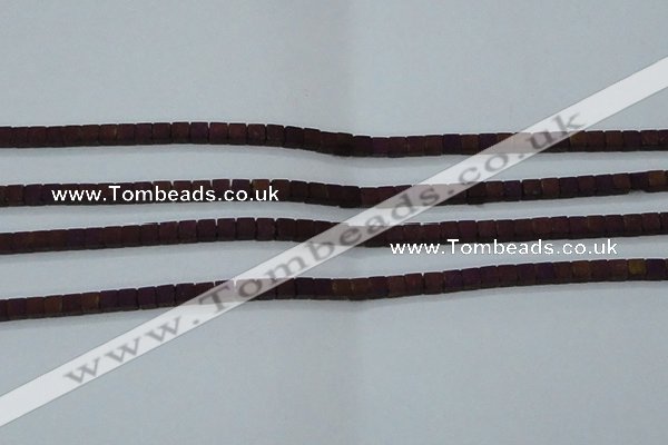 CHE610 15.5 inches 2*2mm cube matte plated hematite beads wholesale