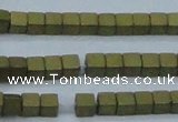 CHE611 15.5 inches 2*2mm cube matte plated hematite beads wholesale