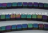 CHE613 15.5 inches 2*2mm cube matte plated hematite beads wholesale