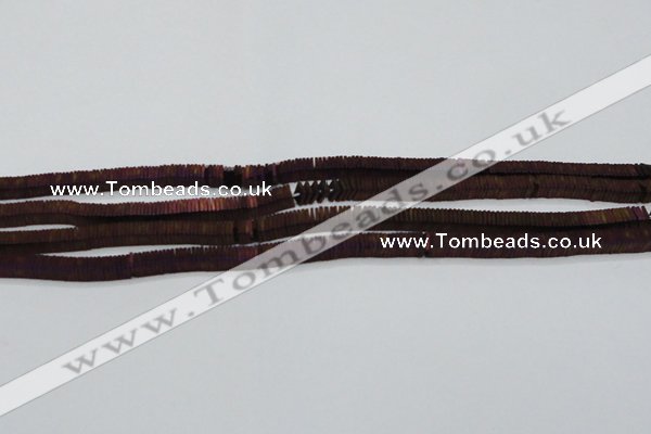 CHE621 15.5 inches 1*2*2mm square matte plated hematite beads