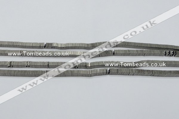 CHE625 15.5 inches 1*3*3mm square matte plated hematite beads