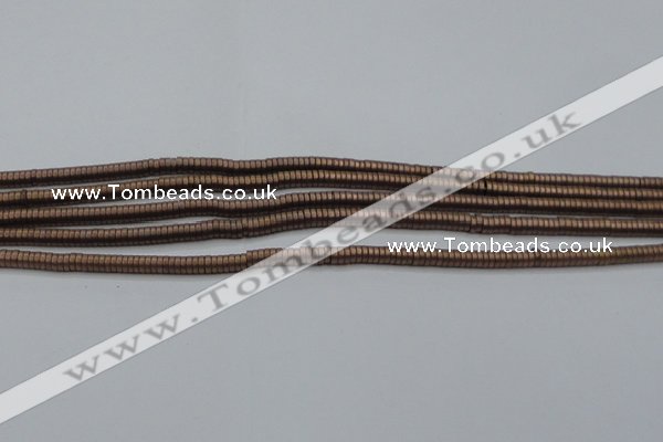 CHE677 15.5 inches 1*3mm tyre matte plated hematite beads