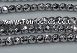 CHE690 15.5 inches 2mm faceted round plated hematite beads