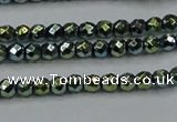 CHE693 15.5 inches 2mm faceted round plated hematite beads