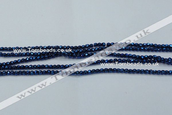 CHE695 15.5 inches 2mm faceted round plated hematite beads