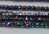 CHE696 15.5 inches 2mm faceted round plated hematite beads