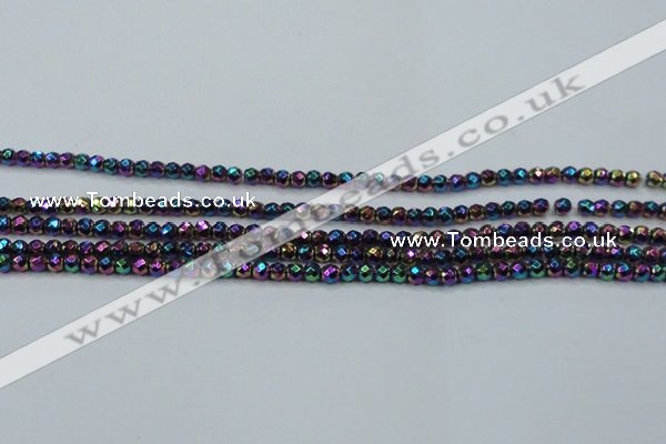 CHE696 15.5 inches 2mm faceted round plated hematite beads