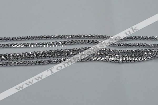 CHE700 15.5 inches 3mm faceted round plated hematite beads