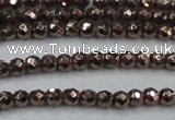 CHE701 15.5 inches 3mm faceted round plated hematite beads