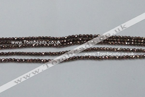 CHE701 15.5 inches 3mm faceted round plated hematite beads