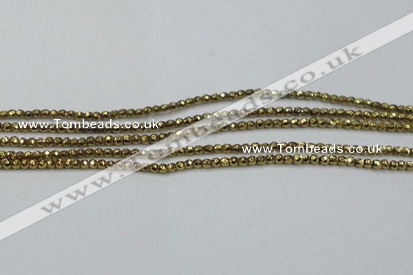 CHE702 15.5 inches 3mm faceted round plated hematite beads