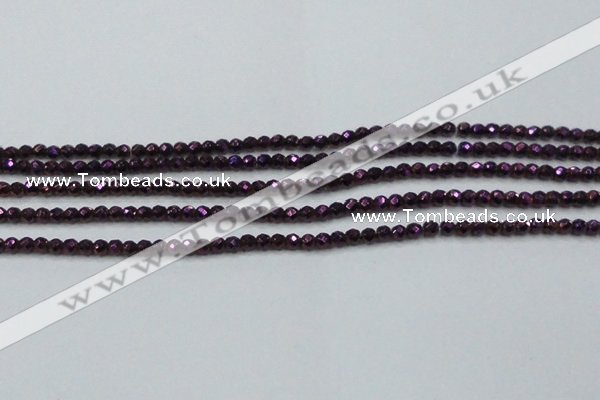 CHE704 15.5 inches 3mm faceted round plated hematite beads