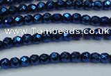 CHE705 15.5 inches 3mm faceted round plated hematite beads