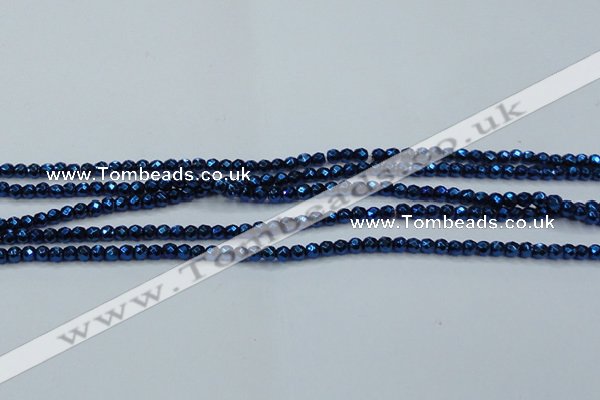 CHE705 15.5 inches 3mm faceted round plated hematite beads