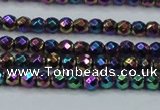 CHE706 15.5 inches 3mm faceted round plated hematite beads