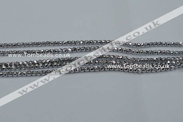 CHE710 15.5 inches 4mm faceted round plated hematite beads