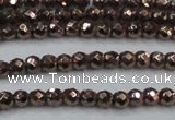 CHE711 15.5 inches 4mm faceted round plated hematite beads