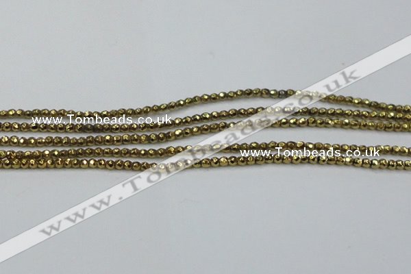 CHE712 15.5 inches 4mm faceted round plated hematite beads