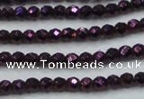 CHE714 15.5 inches 4mm faceted round plated hematite beads