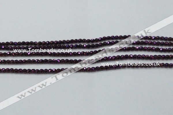 CHE714 15.5 inches 4mm faceted round plated hematite beads