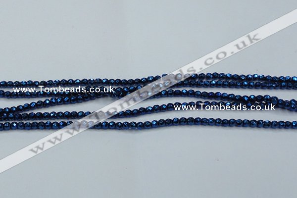 CHE715 15.5 inches 4mm faceted round plated hematite beads