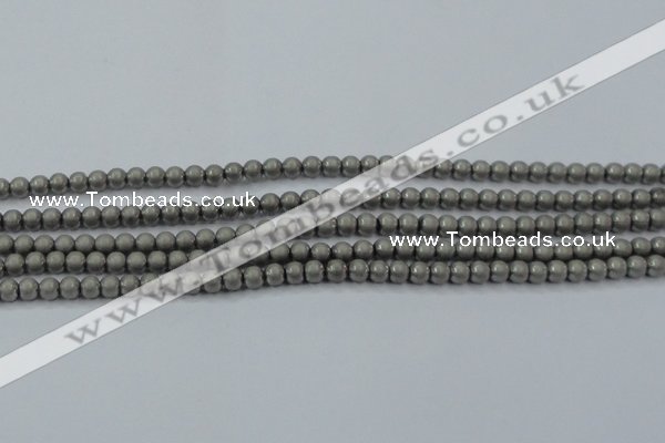 CHE721 15.5 inches 4mm round matte plated hematite beads wholesale