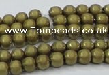 CHE722 15.5 inches 4mm round matte plated hematite beads wholesale