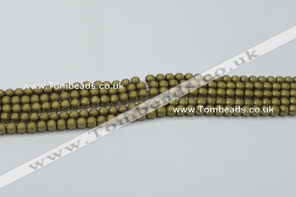 CHE722 15.5 inches 4mm round matte plated hematite beads wholesale