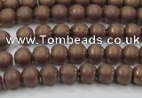 CHE723 15.5 inches 4mm round matte plated hematite beads wholesale
