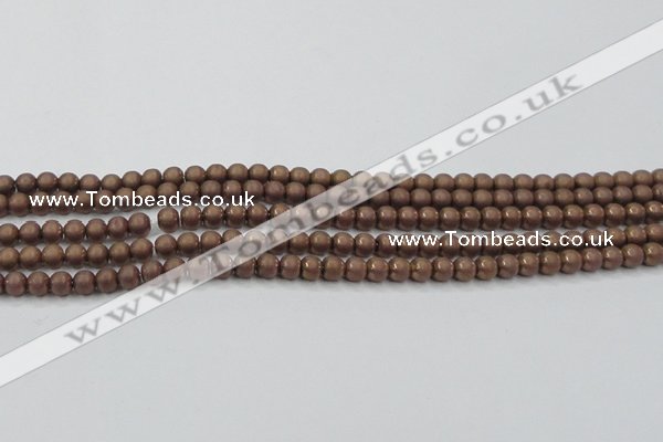 CHE723 15.5 inches 4mm round matte plated hematite beads wholesale