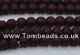 CHE724 15.5 inches 4mm round matte plated hematite beads wholesale