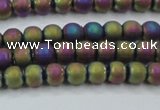 CHE725 15.5 inches 4mm round matte plated hematite beads wholesale