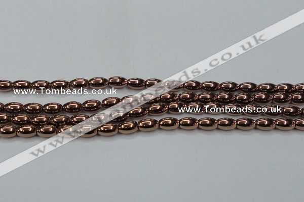 CHE743 15.5 inches 5*8mm rice plated hematite beads wholesale